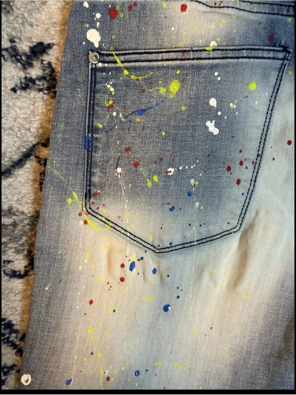 MacKeen Market Hale Jeans Mens 30 Paint Splatter Distressed Skinny Moto Zippers